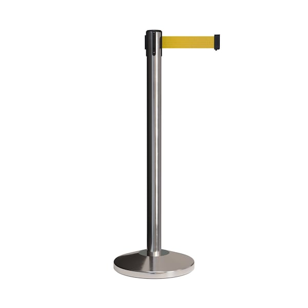 Montour Line Stanchion Belt Barrier Pol.Steel Post 13ft. Yellow Belt ES400-PS-YW-130 - main